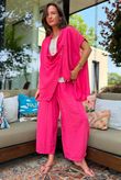 Sandbar Linen Blend Drape Front Cap Sleeve Gilet Watermelon